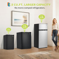 Garvee 4.5 Cu. Ft. Compact Refrigerator Single Door Mini Fridge Adjustable Shelves Dorm Office Kitchen Bedroom Bar Use Energy-Efficient Quiet Operation