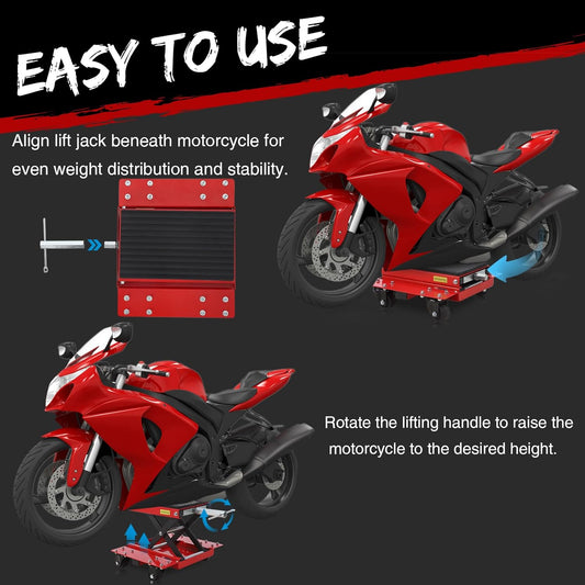Garvee Motorcycle Lift Jack, 1200 lbs Scissor Jack with Wide Deck,  and Thickened 11.5mm Rubber Pad, Adjustable Height (6.3"-16.9") for ATVs, Dirt Bikes, Street Bikes, and Cruiser Bikes