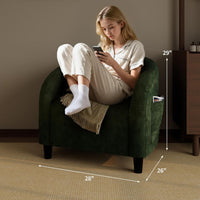 Garvee Accent Chair Velvet Club Chair, Comfy Curved Armrest Upholstered Barrel Chair with Soft Padded Seat, U-Shaped Backrest for Living Room Bedroom Study Waiting Room, Retro Green