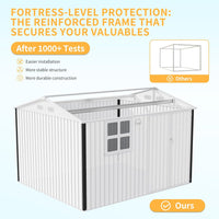 Garvee 6x8 ft Metal Storage Shed Heavy-Duty Galvanized Steel Lockable Door Sloped Roof Windows Backyard Garden Patio