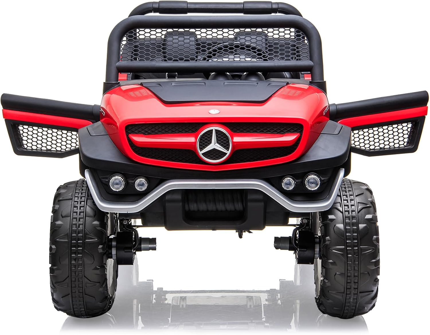 Garvee Ride - P Series: 2 Seater Kids Ride On Truck 24V Ride On Toy Licensed Mercedes Benz Battery Powered Electric Vehicle for Toddles with Remote Control, Battery Display, Trunk, Spring Suspension, LED Lights, Music, Red