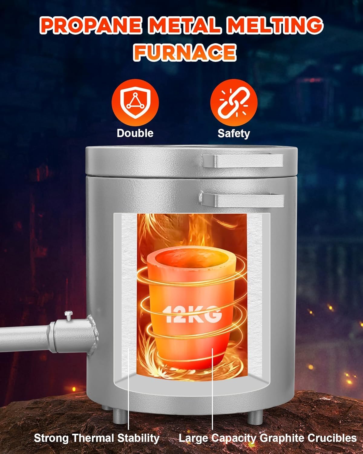 12KG Propane Furnace Kit, 2700°F for High-Capacity Smelting