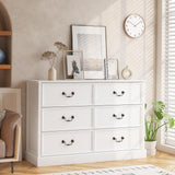 Garvee Farmhouse 6 Drawers Dresser for Bedroom, Wood Dresser Chest of Drawers Organizer Storage, Rustic Tall Dresser Chest of Drawer for Living Room, Closet, Hallway Children's Room, Grey - Grey