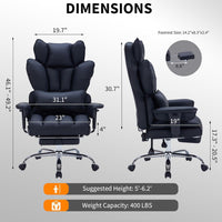 Garvee Big and Tall Computer Gaming Desk Chair, 400 LBS Capacity, Ergonomic High-Back Executive Office Chair with Footrest, Padded Adjustable Armrest, for Heavy People, Long Hours, Black