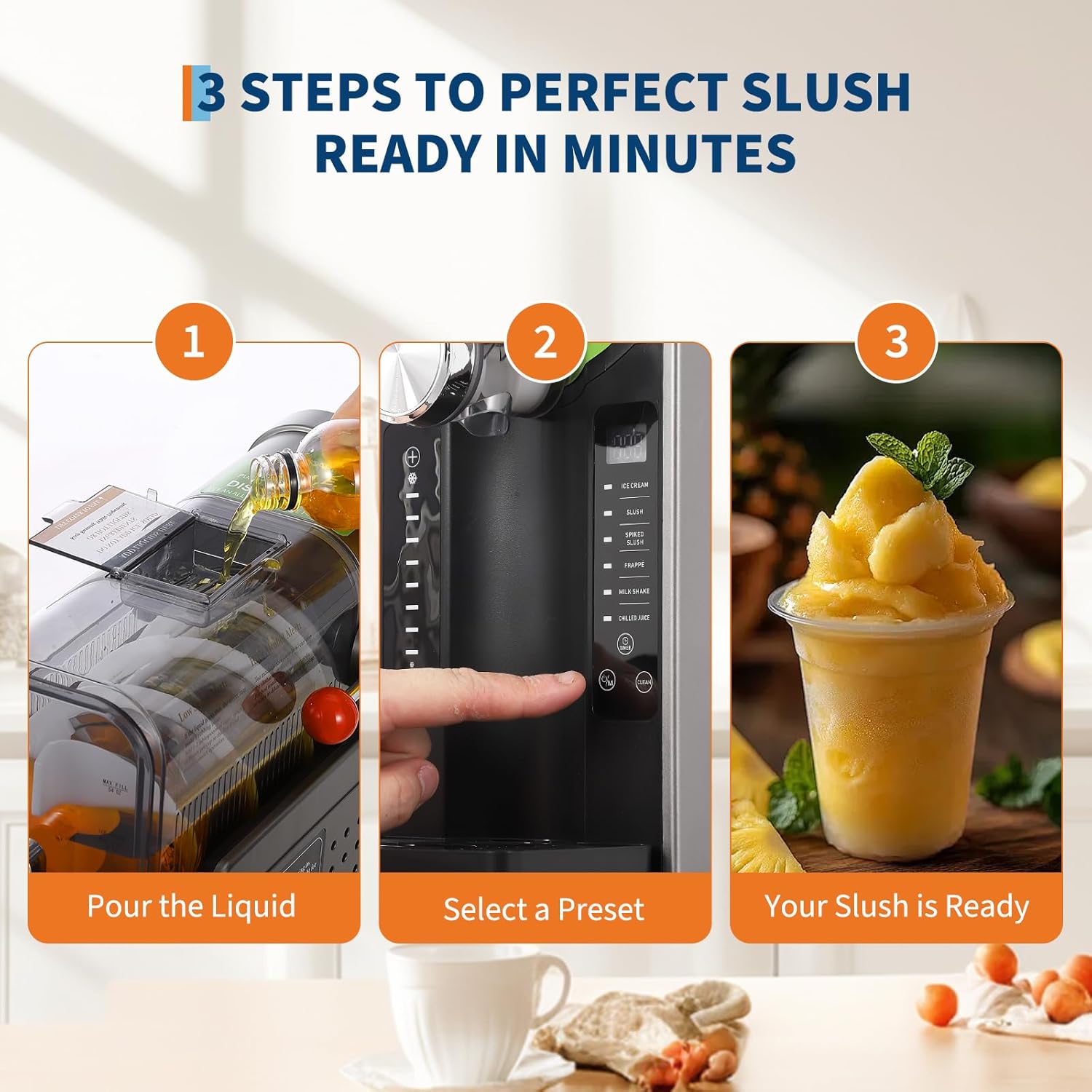 GARVEE 68oz Slushie Machine - All-in-One Slushy Maker for Home with LED Display, Auto-Clean, No Ice Needed, and 6 Preset Programs for Frozen Margaritas, Ice Cream, and Frappés (Gray)