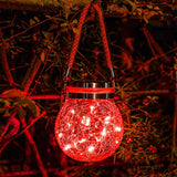 Garvee Romantic Solar Crack Ball,Outdoor Hanging Glass Jar Light Colorful Christmas Wishing Lamp for Garden, Patio, Backyard, Lawn, Patio red Light - Red Light Solar Garden Light