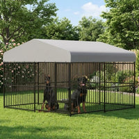 Garvee Large Outdoor Dog Kennel, Heavy Duty Dog Cage with Roof, Dog Kennel Galvanized Iron Dog House with Safety Locks, UV & Water Resistant Proof Cover, for Garden Backyard(10x10x6ft)