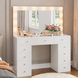 Garvee Vanity Desk With Mirror and Lights, 3-Color Lights Adjustable Brightness Make Up Dressing Table