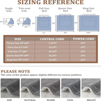 Garvee Heated Blanket Queen Size with Dual Control, Waffle Electric Blankets with ETL Certified, Soft Flannel Heating Blanket, 4 Heating Levels, 10 Hours Auto Off, Grey, 84"x90"