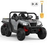 Garvee Ride - P Series: 24V 4WD Electric Ride On Dump Truck with Remote Control, 2-Seater, Music Player, LED Lights, Key Start Safety System, Durable Plastic, Off-Road Kids Toy for Ages 3+ - Grey - Grey
