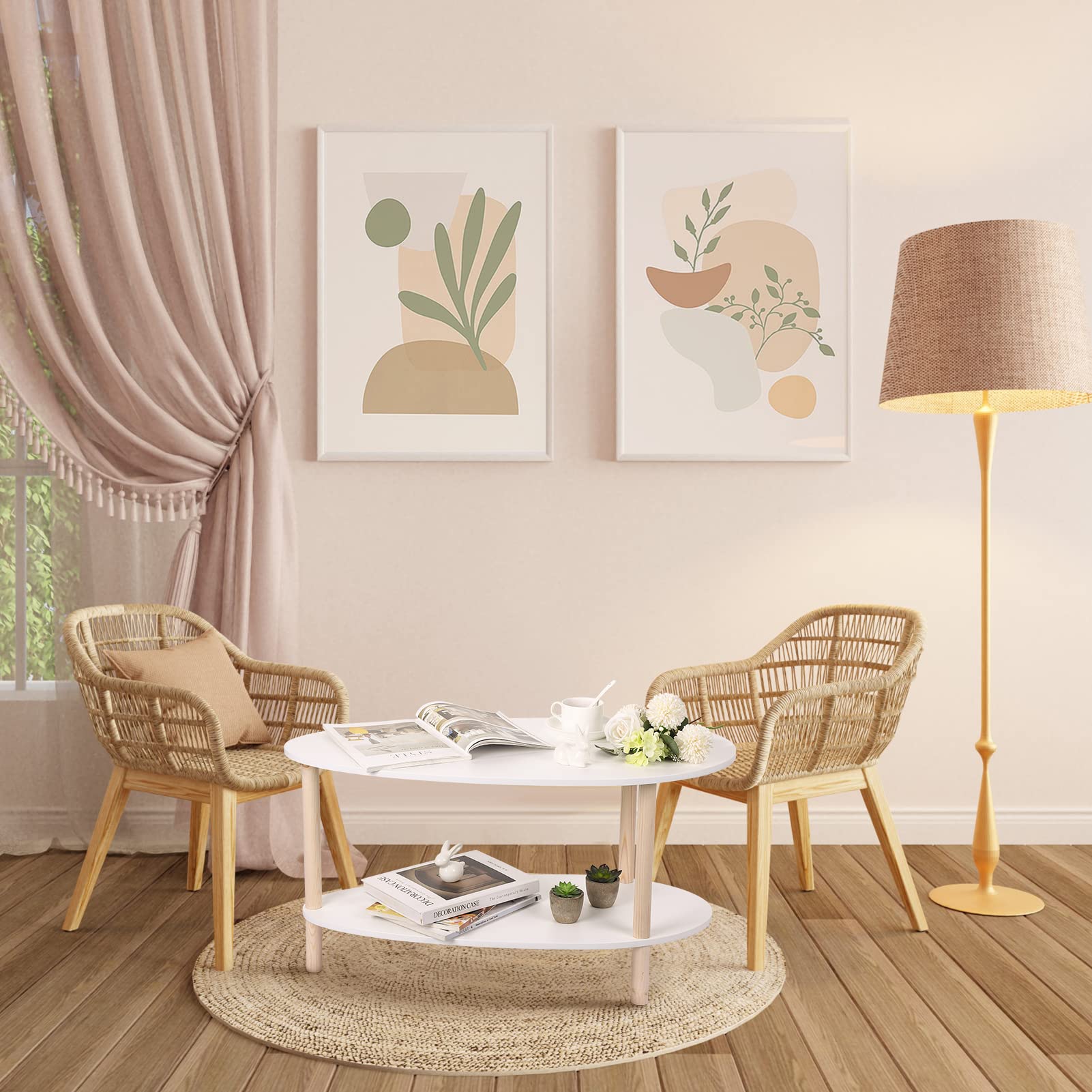 GARVEE Modern Oval Coffee Table - Versatile & Stylish for Any Room