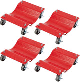 Garvee Car Dolly Set of 4, 6000LBS Capacity Wheel Dolly, Heavy Duty Vehicle Dolly Upgraded, Steel Tire Skates with Brakes, 4pcs - Red