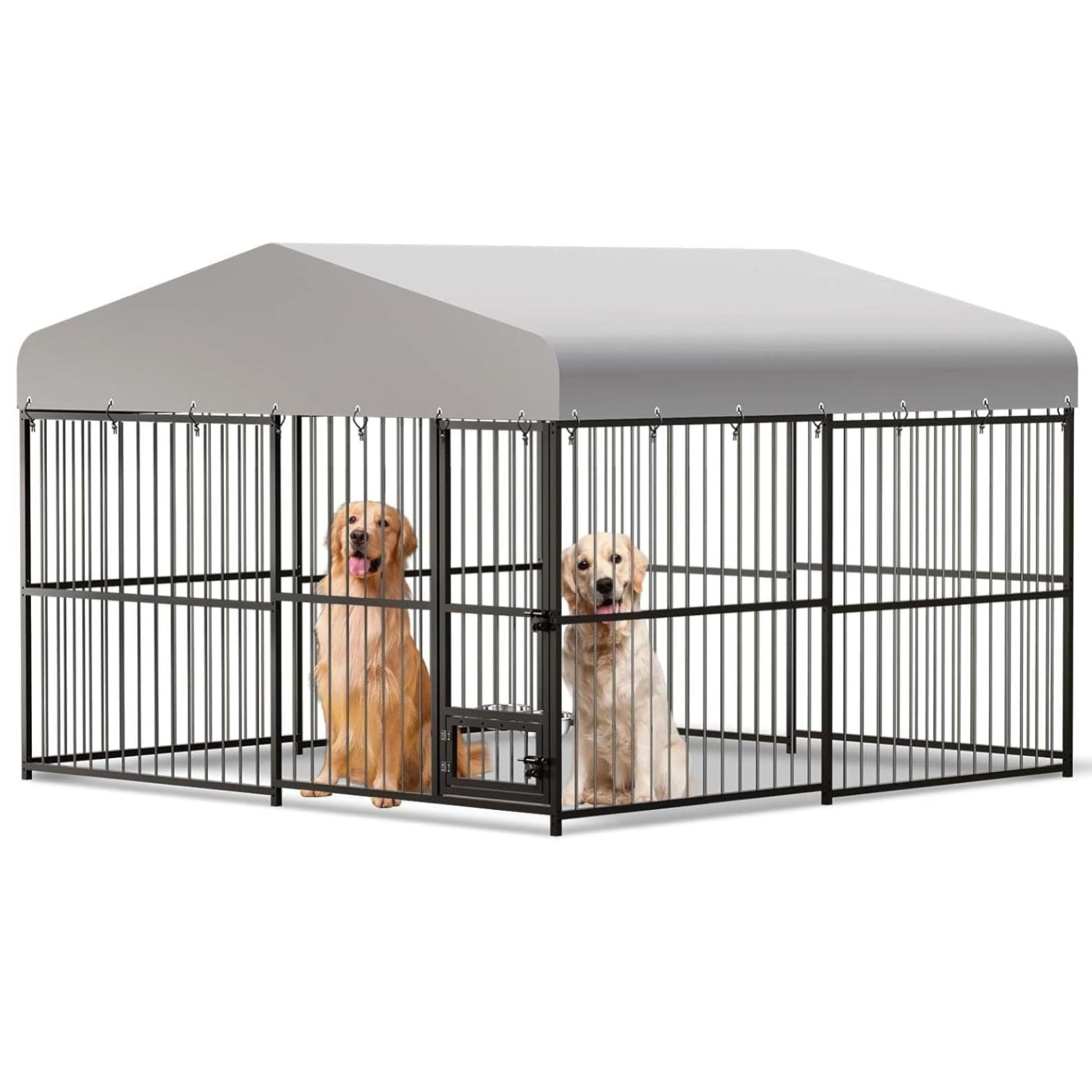 Garvee 10x10x6FT Large Dog Kennel Outside Dog Playpen Outdoor Dog Enclosures with UV-Resistant Waterproof Roof Covered, Lock, for Medium and Large Dogs, Easy Assembly