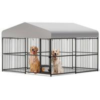 Garvee 10x10x6FT Large Dog Kennel Outside Dog Playpen Outdoor Dog Enclosures with UV-Resistant Waterproof Roof Covered, Lock, for Medium and Large Dogs, Easy Assembly