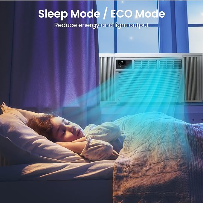 Garvee 8000 BTU Window Air Conditioner U-Shaped With RC, High-Efficiency Cooling Small Window Air Conditioner with Remote Control and Washable Filter, Quiet Operation, Cooling Up to 250 Sq Ft, 115V/60Hz