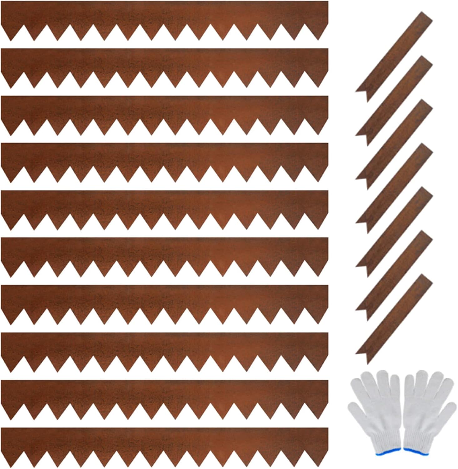 Garvee Heavy Duty Galvanized Steel Landscape Edging – 40" x 8" Flexible Metal Garden Edging, Rustproof Hammer-in Strip with Corrugated Teeth, Weather-Resistant, Suits Flower Beds, Pathways, Driveways, Tree Surrounds – Pack of 10