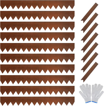 Garvee Heavy Duty Galvanized Steel Landscape Edging – 40" x 8" Flexible Metal Garden Edging, Rustproof Hammer-in Strip with Corrugated Teeth, Weather-Resistant, Suits Flower Beds, Pathways, Driveways, Tree Surrounds – Pack of 10