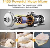 Garvee 7.5 QT Professional Electric Stand Mixer - 660W 10-Speed Kitchen Mixer with Stainless Steel Bowl, LED Light, and Dishwasher-Safe Accessories- Black