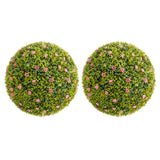 Garvee 20.5" Artificial Plant Topiary Ball Set of 2 with Pink Flowers for Indoor Outdoor Porch Balcony Home Decor