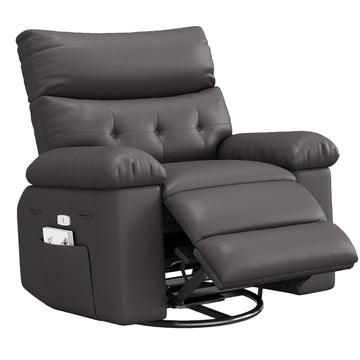 Garvee Extra Wide Comfort Recliner Chair for Adults - Oversized Manual PU Faux Leather Sofa - Overstuffed Arms & Back, Side Pocket, Comfortable Reclining - Living Room, Bedroom - Coffee
