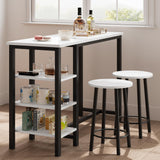 Garvee Counter Height Dining Table Set + 3 Storage Shelves + Sturdy MDF & Metal + Space-Saving + Easy Assembly + Small Spaces