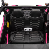 Garvee Ride - P Series: 24V 2 Seater Kids Ride on UTV Car For age 3+, w/Remote Control, 4WD Powerful Electric Vehicle with 4x75W Motors, 4 Shock Absorber, Leather Seat, Music and Light - Pink