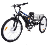 Garvee 3 Wheel Electric Bicycle for Men Women, 350W Motor Electric Tricycle for Adults, 26" Fat Tire Motorized Bicycle w/ 36V 10Ah Removable Battery, 7 Speed Electric Trike up to 50+ Miles, 3 Modes - Black + Blue