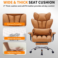 Garvee Big and Tall Computer Gaming Desk Chair, 400 LBS Capacity, Ergonomic High-Back Executive Office Chair with Footrest, Padded Adjustable Armrest, for Heavy People, Long Hours, Brown