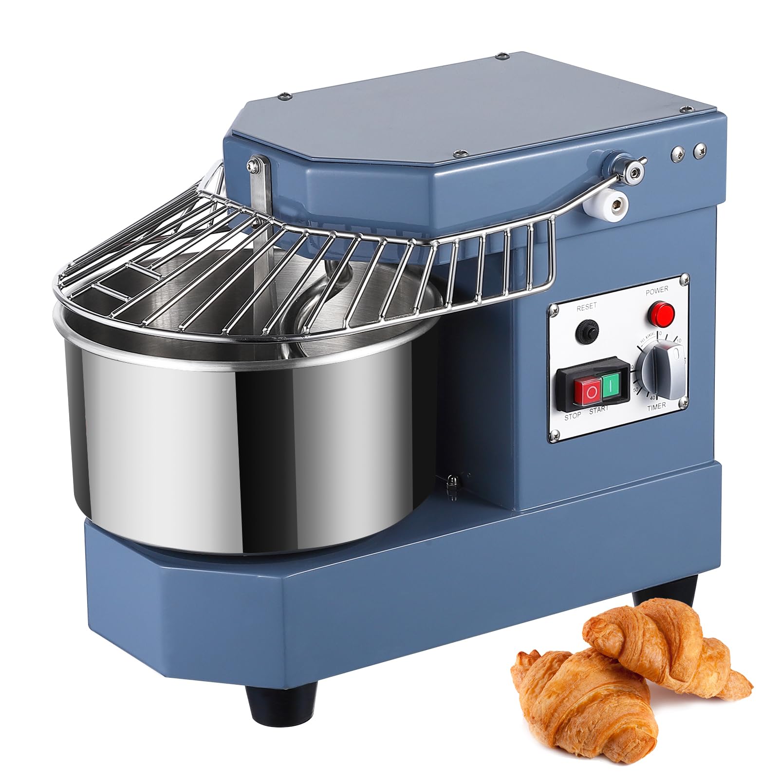 8Qt 450W Dual Rotating Commercial Dough Mixer with Steel Bowl