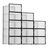 Garvee Large Clear Plastic Storage Boxes - 12 Pack Stackable Shoe Organizers with Durable Lids for Sneakers, Toys, Closet & Under Bed Storage, Black, X-Large Size - Black