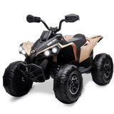 Garvee Ride - P Series: 12V Ride on Toy Car Bombardier Licensed BRP Can-am 4 Wheeler Quad Electric Vehicle, w/LED Lights, Spring Suspension, Bluetooth, Music, USB, Treaded Tires, White - Khaki - Khaki