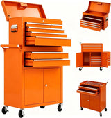 Garvee 8-Drawer Rolling Tool Chest With Detachable Top Cabinet, Locking System, Wheels For Garage Workshop, 24.37"W x 12.99"D x 40.38"H, Orange - Orange