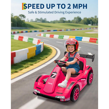 Garvee Kids Go Kart Ride On Drift Kart Dual Motors Battery Powered Outdoor Racing Toy Boys Girls 2 Mph
