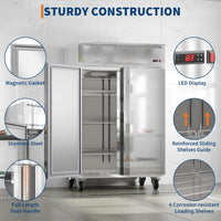 Garvee 48" W Commercial Refrigerator 33-41°F,Reach-in 36 Cu.ft 2 Door Stainless Steel Commercial Refrigerator Fan Cooling,6 Adjustable Shelves, Auto Defrost, for Restaurant,Bar,Kitchen,Shop