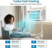 Garvee 8000 BTU Window Air Conditioner U-Shaped With RC, High-Efficiency Cooling Small Window Air Conditioner with Remote Control and Washable Filter, Quiet Operation, Cooling Up to 250 Sq Ft, 115V/60Hz