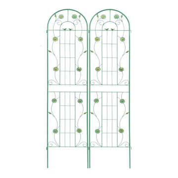 Decorative iron plant trellis with floral design, perfect for outdoor and indoor use.