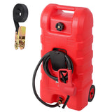 Garvee Fuel Caddy, 15 Gallon Portable Gas Fuel Tank Container with LE Fluid Transfer Siphon Pump and 10ft. Delivery Hose, Diesel Storage Can On-Wheels for Cars, Lawn Mowers, ATVs, Boats, Red - Red