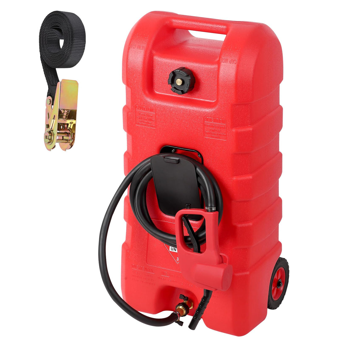Garvee Fuel Caddy 15 Gallon Portable Diesel Fuel Caddy with Pump, 10ft Hose, Manual Siphon 7.5 L/min, UV-Resistant for Garage and Workshop, Red