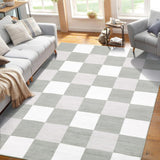 Garvee Buffalo Plaid Rug 9 x 12 Washable Rugs, Grey & White Checkered Rug, Indoor Check Large Area Rugs for Living Room/Dining Room/Bedroom/Farmhouse - Gray