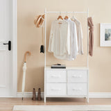 Garvee Clothing Rack with Drawers, Heavy Duty Garment Rack with 4 Drawers, Wood Top & Metal Frame, Free Standing Closet Organizer with 2 Side Hooks for Hanging Shirts, Dresses, Jackets