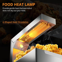 1000W Commercial Food Heat Lamp with Removable Drain Board Drip Tray, Freestanding Heating Station, Commercial Food Heater, Restaurant Buffet Kitchen Hotel Equipment
