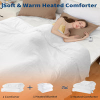 Garvee Heated Comforter Blanket Queen Size, Dual-zone Heating, Ruffle Electric Quilt with Wireless LCD Controller, Fast Heating & Overheat Protection, ETL Certified, Machine Washable, White, 90"x90"