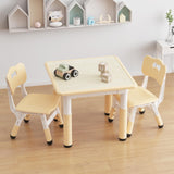 Garvee Kids Table and 2 Chairs Set with Graffiti Desktop, Height Adjustable Toddler Table and Chairs Set, 4 in 1 Activity Table Play Table for Reading, Drawing, Playing, Eating - Natural - Natural