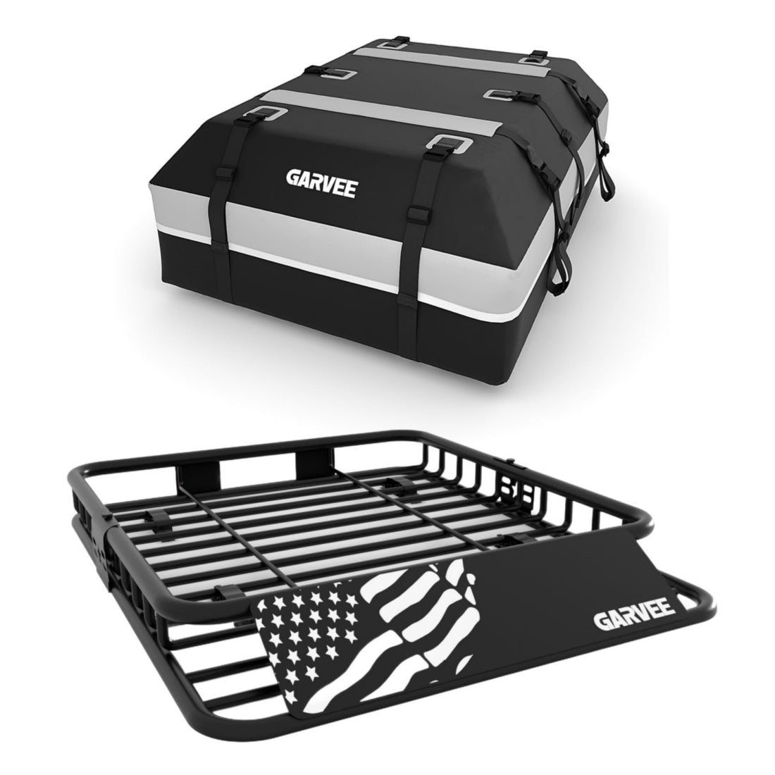 Garvee 64"x39"x6"  Universal Roof Rack Basket - 200 lbs Capacity Rooftop Cargo Carrier with 21 Cubic Feet Waterproof Luggage Bag (52"x39") for SUVs, Trucks, and Vehicles
