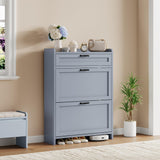 Garvee Shoe Cabinet with Flip Drawer - Space-Saving Storage Solution for Home, Compact Design, White - Blue