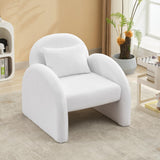 Garvee Sherpa Accent Chair,Teddy Upholstered Arm Single Sofa,Modern Fluffy Reading Chair for Living Room, Bedrooms, Corner,Mid Century Accent Armchair Velvet White Accent Chair for Office Study - White