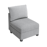 Garvee Middle Module Seat for Modular Sofa Sectional Couch with Storage, Customizable Sectional Sofa Couch Accent Armless Chair, Linen Fabric, Grey - Grey