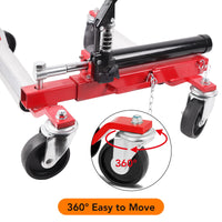 Garvee 4Pcs Car Wheel Dolly Hydraulic Tire Jack 12'' Wheel Vehicle Positioning Jack Red for Auto Repair Garage Towing