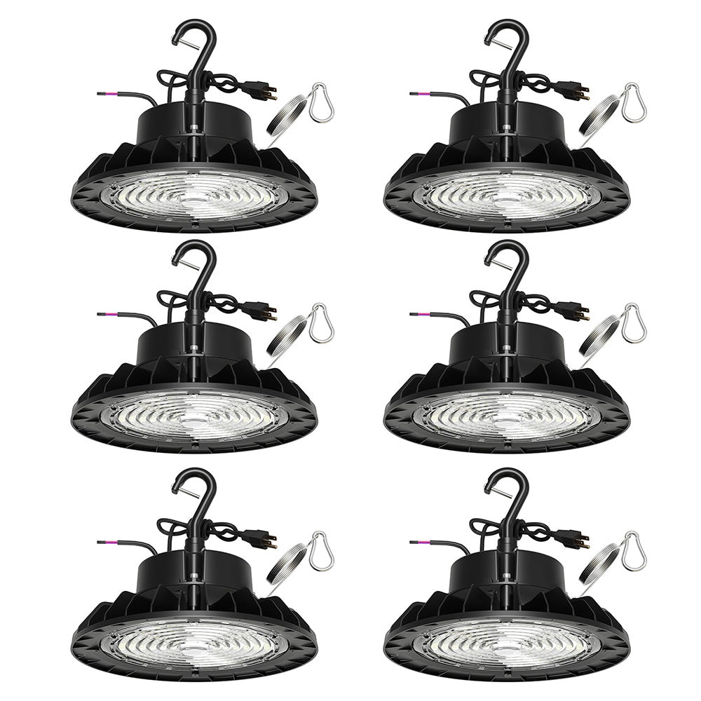Garvee UFO Led High Bay Light, High Bay Led Shop Light 5000K Daylight, 150W, 25000 Lm, Dimmable 1-10V, Ip65 Waterproof, High Bay Light for Warehouse Factory Barn,6 PCS