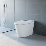 Garvee Elongated Smart Toilet with Bidet, Auto Open/Close Lid, Heated Seat, Auto & Foot Flush, Warm Wash & Dryer, Night Light and LED Display, ADA Comfort Height, Blackout Flush for Bathroom, Blue - Blue